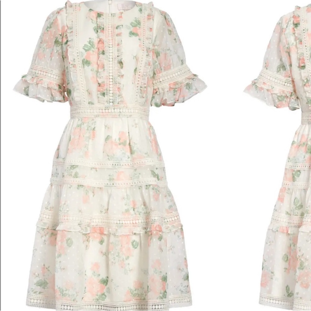 Rachel Parcell Floral Midi Dress - Cream and Pink